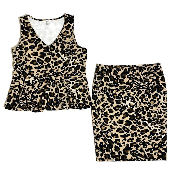Jules and Leopold leopard print matching top and pencil skirt - Picture 1 of 8